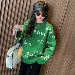 Children Girls Sweater Letter Classic Knitted Tops Warm Knitting Clothes for Young Girl Streetwear Teenager Winter Autumn Clothe