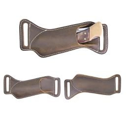 RIYAO Vintage Genuine Leather Waist Belt Case Sheath Outdoor Tools Folding Knife Mini Pocket Knife Pouch Holder Cowhide Scabbard