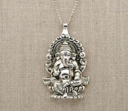 Vintage Silverslord Ganesh God of Fortune Pendant Hindu Elefant Charm Kette Choker Statement Halskette Anhänger Frau Mode Jewe3178721