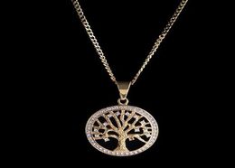 14K Gold Plated Iced Out Tree Of Life Pendant Necklace Micro Pave Cubic Zirconia Diamonds Rapper Singer accessories7987405