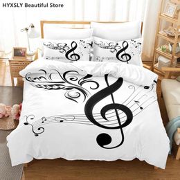 Bedding Sets Music Note 3D Printing Set Black & White Duvet Cover Fashion Bed Clothes Single Double King 2/3 Pcs