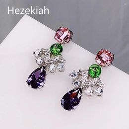 Dangle Earrings Luxurious Purple Pink Temperament Dance Banquet Luxury Jewellery Women Accessories Trending Products 2024