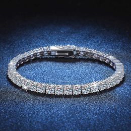 S925 High Quality Sier Plated Moissanite Bracelet Full Row Moissanite Tennis High Carbon Stone Bracelet