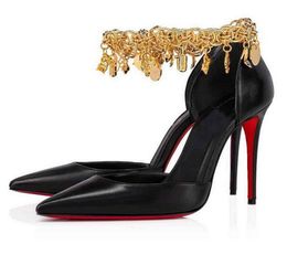 Designer Brand Women Sandals Shoes Gourmi Pumps Round Toe Women High Heels Golden Gourmette Chain Gladiator Sandalias Wedding Part2549478