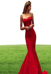 Charming Red Strapless Evening Gowns Formals Wear Mermaid Long Backless Plus Size Prom Gowns Cheap Bridesmaid Dress ED11928689131