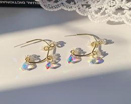 Vintage Hoop Earrings Circle Ear Rings Pendant Simple Crystal tassel Aesthetic Earrings For woman Wedding korean style Jewerly5906984