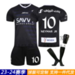 Soccer Jerseys Men's 2324 New Riyadh Moon 2 Away Black Neymar 10 Saudi Arabian Jersey Football Set Socks