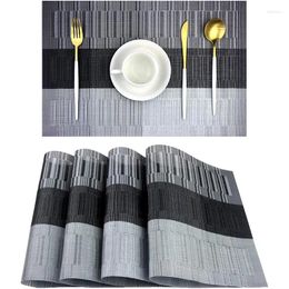 Table Mats 1PC Gradient Color PVC Placemat Rectangle Mat Heat Insulation Home Washable Minimalist Decora Kitchen Supplies