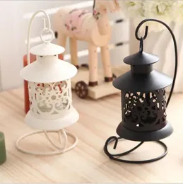 Candle Holders Metal Carved Tea Light Holder Iron With Hanger Classic Decor Lantern Mix Color For Wedding Party House