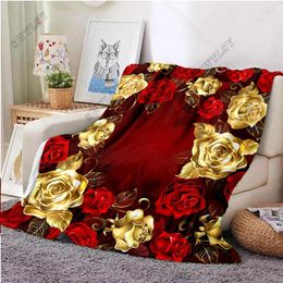 Blankets Beautiful Pattern Rose Flower Blanket Flannel Super Soft Throw For Bedroom Couch Sofa Girl Woman Birthday Gifts