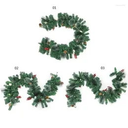 Decorative Flowers Q6PE Christmas Artificial With LED Light Pinecone Wreath
