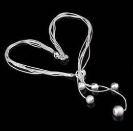Fashion Elegant Ladies Necklace 925 Small Ball Pendant Long Necklace Mulit Chain Silver Plated Jewellery Loving Gift4178206