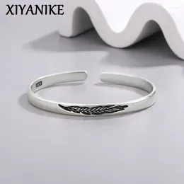 Bangle XIYANIKE Vintage Thai Silver Feather For Women Girl Simple Fashion Jewellery Party Ladies Gift Pulseras Mujer