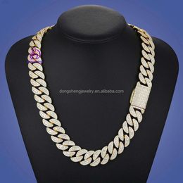 High Quality 8mm Vvs Moissanite Cuban Link Chain Necklace Custom Iced Out Round Brilliant Cut 925 Silver Bracelet for Men Women