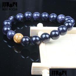 Beaded Fashion Natural Stone Bracelet Blue Sand 6Mm 8Mm 10Mm For Women Men Symbol Of Courage Christmas Gift Drop Delivery Jewellery Bra Dhdxm