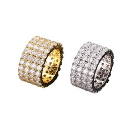 13mm Size 612 4 Rows Tennis Ring Copper Gold Silver Cubic Zircon Iced Out Rings Hip Hop Jewelry6296147