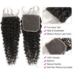 28 30 32 34 Inch Water Wave Bundles with Closure 6x6 Closure and Bundles Remy Human Hair Weaves Water Curly 4x4 5X5 Lace Closure
