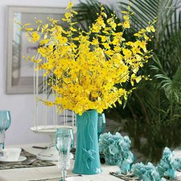 Decorative Flowers Home Decor Dancing Lady Orchid Silk Flower Artificial Oncidium Living Room & Bedroom Decoration Fabrics Lace Yellow Head