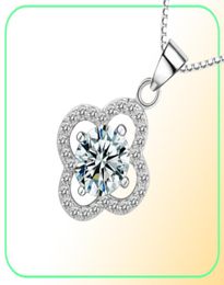 YHAMNI Fine Jewellery Solid Silver Necklace Clover Shape Set 1 ct SONA CZ Diamond Pendant Necklace For Women Wedding Jewellery 4Y2267734