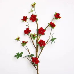 Decorative Flowers 1PC Simulation Long Large Wedding Decor With Fake Leaves Floristry Furnishings Artificial Azalea Silk Flower Branch