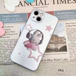 Clmj Plated Silver Rabbit Star Phone Case For iPhone 13 Mini 11 12 14 Pro X XR XS Max 7 8 Plus Se 2020 Silicone Protective Cover