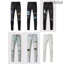 Purple-brand Fashion Mens Jeans Cool Style Designer Miri High Quality Denim Pant Distressed Ripped Biker ZK7S GHNF