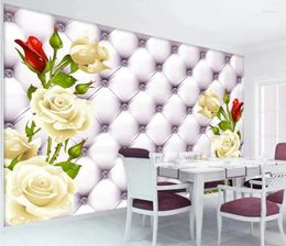 Wallpapers 3D Wallpaper Custom Any Size Mural White Rose Grid Word TV Backdrop Bedroom Po Wall Paper