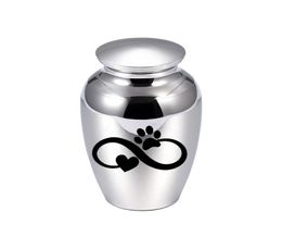 Infinite dog paw print pendant small cremation urn for pet ashes keepsake exquisite pet aluminum alloy ashes holder 5 colors8593454