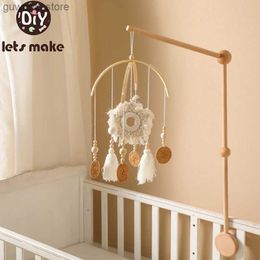 Mobiles# Baby Rattle Toy 0-12 Months Wooden Hand Woven Mobile Newborn Music Box Bed Bell Hanging Toys Holder Bracket Infant Crib Toy Gift Y240412