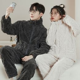 Couple Pyjama Sets For Mens Pyjama Winter Warm Loungewear Plus Size Coral Fleece Pyjamas Sleepwear Lover pijamas para parejas