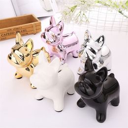 European Ceramic Crafts Bulldog Piggy Bank Home Decor Cute Piggy Bank Ornaments Creative Bulldog Money Box LJ201212243I