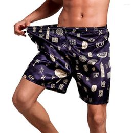 Home Clothing Pyjamas Nightwear Shorts Silk Satin Underwear Breathable Mens Printed Pyjamas Sleepwear Bottoms Emulation