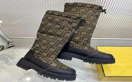 Signature Biker Boots Black Leather Bike Boot Designer Wool Combat Bootes Quilted Jacquard Cowskin Ski Boot Nonslip Rubber Sole6774962
