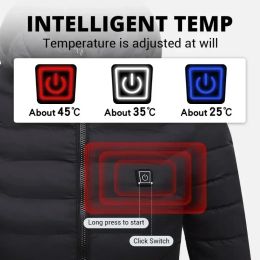 2023 NEW Women Heated Jackets Outdoor Coat USB Electric Battery Long Sleeves Heating Hooded Jackets Warm Winter Thermal Clothing