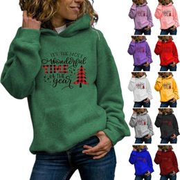 Women's Hoodies Oversized Fleece Hooded Sweatshirts Christmas Pullover Tops