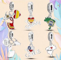 925 Silver bead fit Charms Charm Bracelet Spanish Bullfighting Charms Love Spain Chile Brazil Exotic charmes ciondoli DIY Fine Beads Jewelry2417659