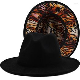 Berets Simple Outer Black Patchwork Women Fedoras Top Jazz Felt Wide Brim Hats Unisex Cowboy Panama Wool Fedora Hat