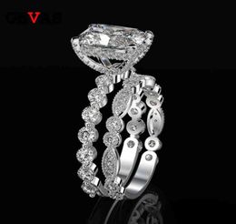 OEVAS 100 925 Sterling Silver Wedding Rings Set For Women Sparking Created Moissanite Gemstone Diamonds Engagement Fine Jewelry2485494