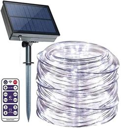 LED Strings Solar Outdoor Rope Lights 40FT 8 Modes DimmableTimer Remote String Light 1200mAh Ropes Solared Lighting Waterproof 3630629