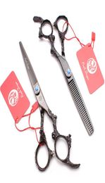 9005 55quot JP 440C Purple Dragon Black Professional Hairdressing Scissors Straight Shears Thinning Scissors Salon Hair7406084