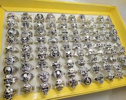 Whole bulk lot 100pcs Styles Top Mix Skull Rings Skeleton Jewellery Men039s Gift Party Favour Men Biker Rings man Jewellery BRAN5128367