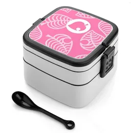 Dinnerware Pink Nook Phone Case Bento Box School Kids Lunch Rectangular Leakproof Container Animal Horizons Leaf Pocket