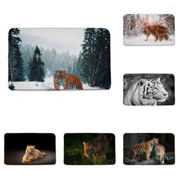 Bath Mats Animal Anti Slip Bathroom Decor Carpet Rugs Floor 3D Tiger Winter Forest Pine Needle Tree Snow Kitchen Toilet Doormat