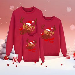 Christmas Red Wine Glass Family Sweaters Long Sleeve Hooded Pullover Holiday Family Three Piece Set Sweater Parent Child Navidad