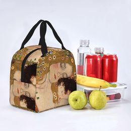 Gustav Klimt Freyas Insulated Lunch Bags Cooler Bag Meal Container Mother and Child Leakproof Lunch Box Tote Food Storage Bags