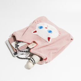 MABULA Animal Printed Aesthetic Shopper Handbag Faux Fur Cute Girl School Purse Lamb Fabric Like Lady Winter Furry Tote Bag