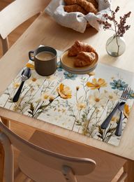 4/6 Pcs Flower Plant Kitchen Placemat Christmas Dining Table Decor Table Mat Home Decor Bowl Cup Mat