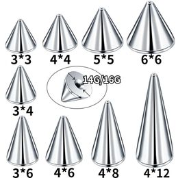 100Pcslot 16G 14G Steel Screw Cone Replacement Accessories Eyebrow Tongue Belly Piercing Lip Nose Septum Ring Body Jewellery 240409