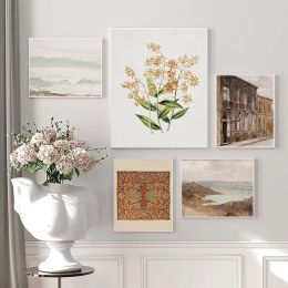 Scandinavian Vintage Aesthetic Wall Art European Landscape Coastal Botanical Posters Prints Home Bedroom Living Room Decor