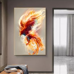 Abstract Phoenix Posters and Prints Canvas Painting Wall Art Modern Beautiful Noble Bird Picture Living Room Home Decor No Frame